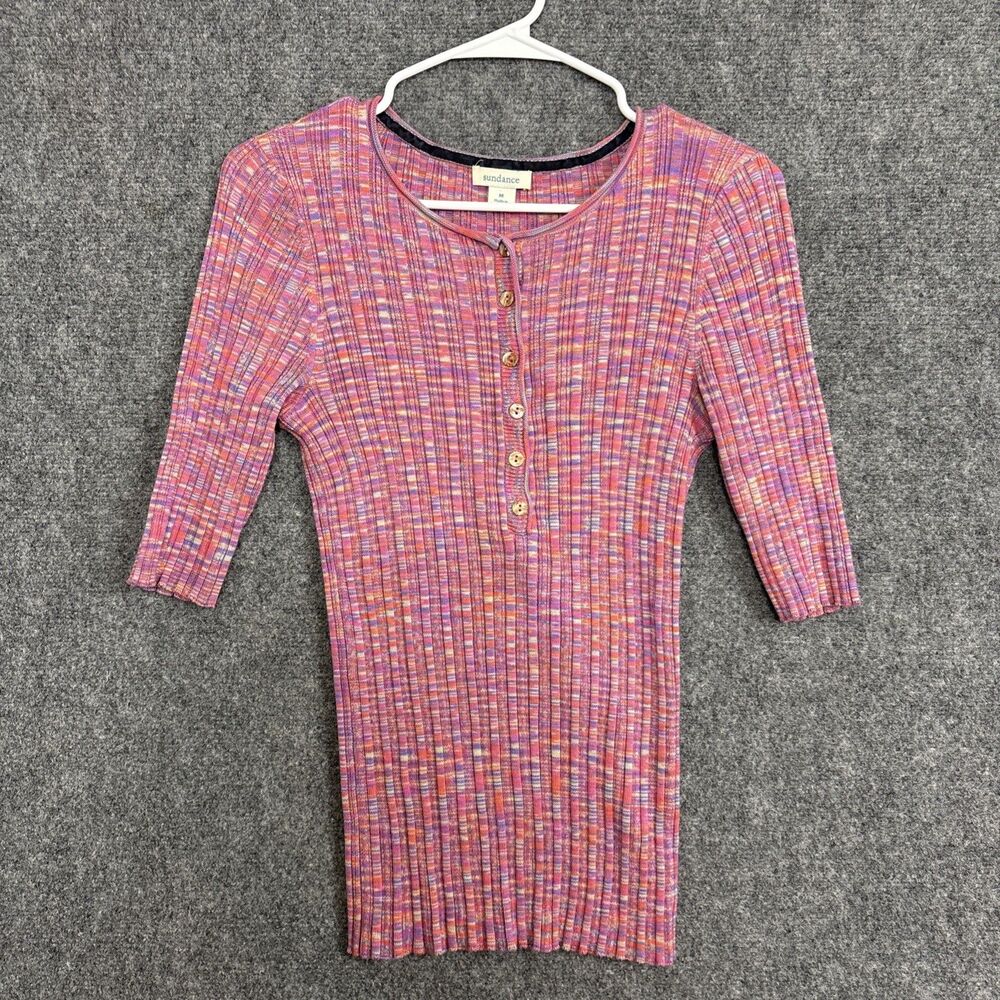 Sundance Knit Top Blouse  Womens Size M Pink Stretch